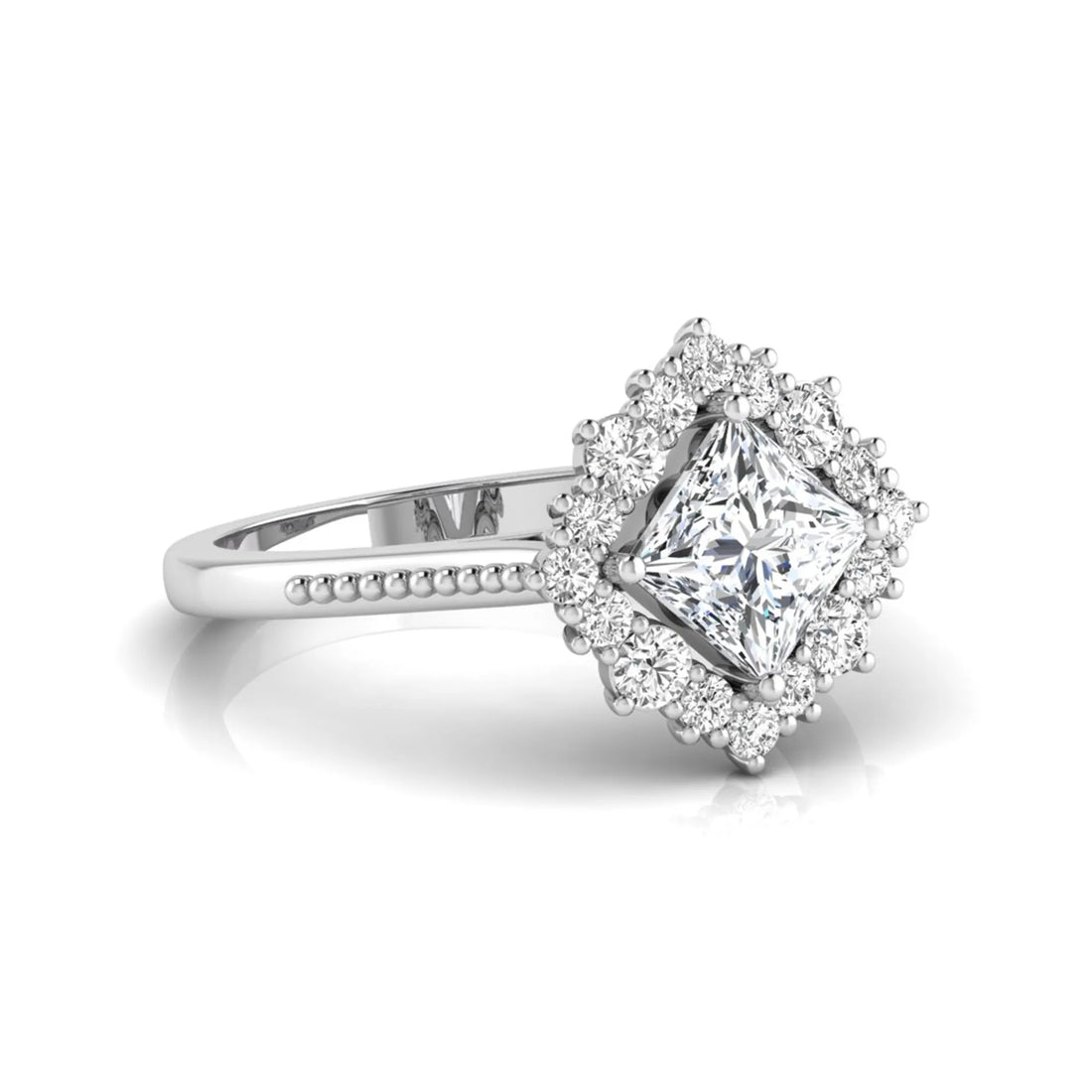 OctaPearl 1.5 ct Princess Halo Lab Grown Diamond Engagement Ring