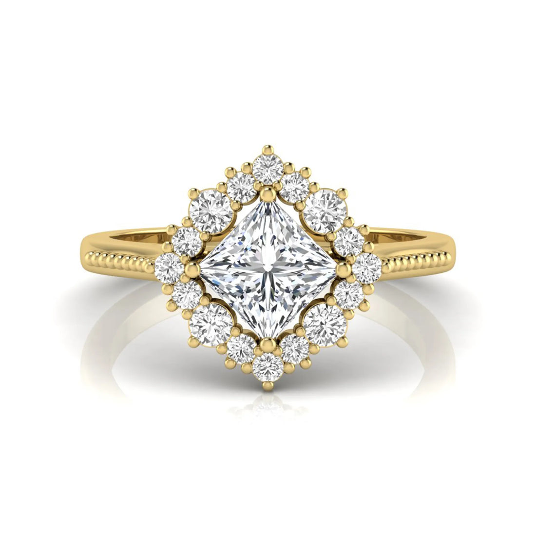 OctaPearl 1.5 ct Princess Halo Lab Grown Diamond Engagement Ring