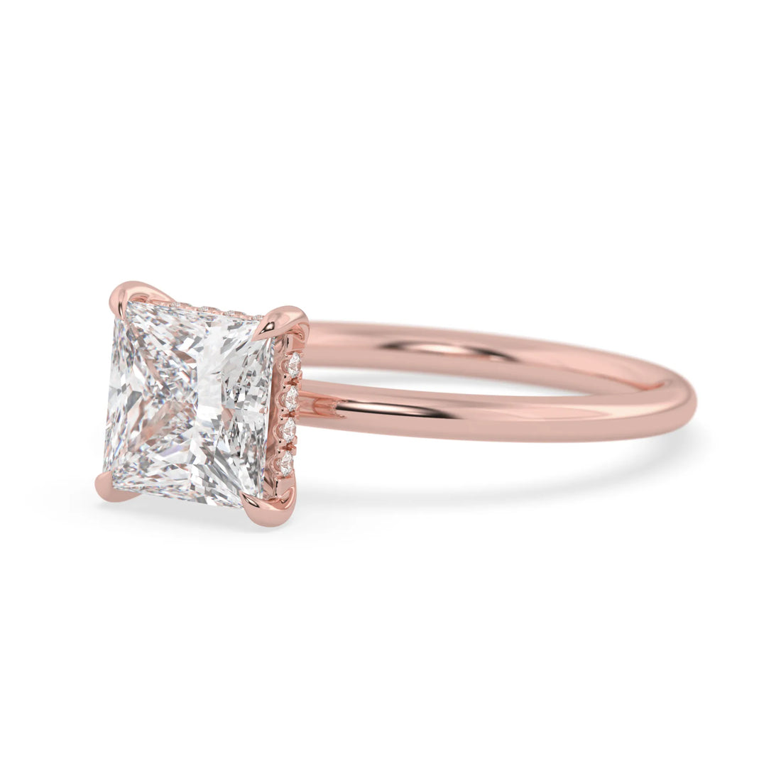 OctaPearl 1.5 ct Princess Lab Grown Diamond Hidden Halo Engagement Ring