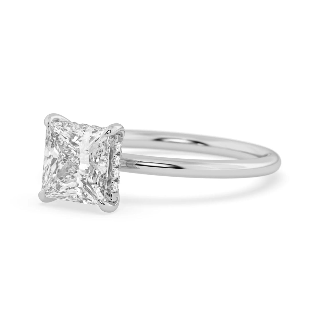 OctaPearl 1.5 ct Princess Lab Grown Diamond Hidden Halo Engagement Ring