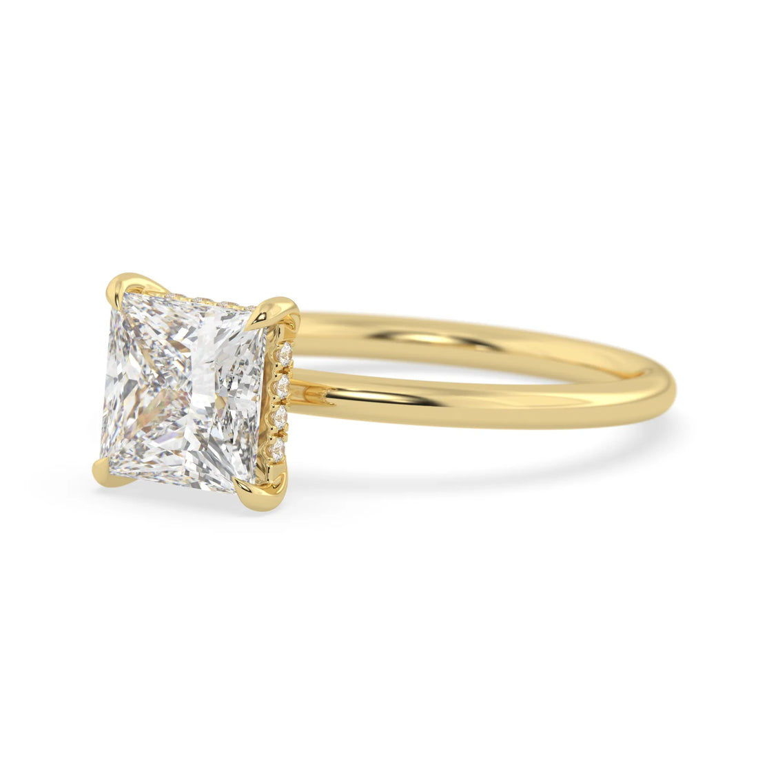 OctaPearl 1.5 ct Princess Lab Grown Diamond Hidden Halo Engagement Ring
