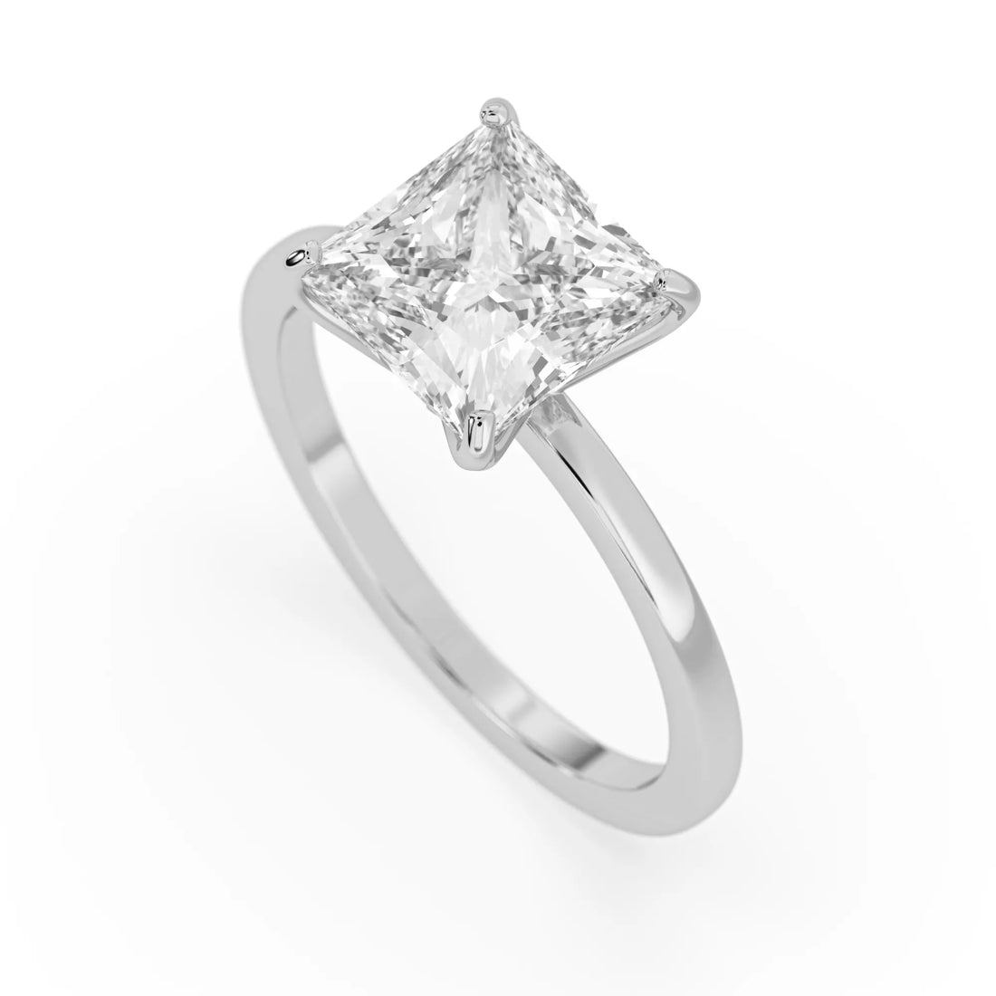 OctaPearl 3.5 ct Princess Cut Lab Grown Diamond Solitaire Engagement Ring