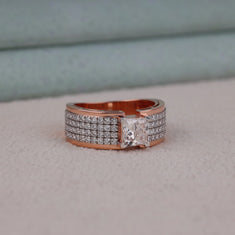 2.00 CT Princess Moissanite Pave Men's Engagement Ring | OctaPearl - alternate view
