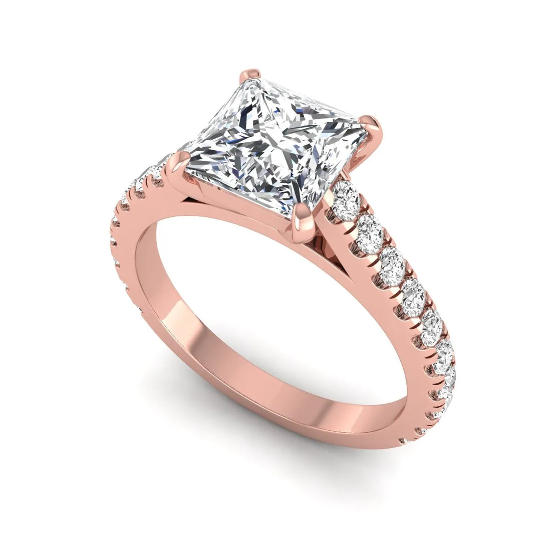 OctaPearl 2 ct Princess Pavé Lab Grown Diamond Engagement Ring