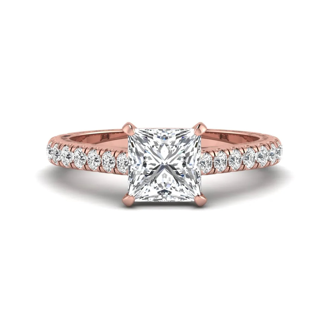 OctaPearl 2 ct Princess Pavé Lab Grown Diamond Engagement Ring