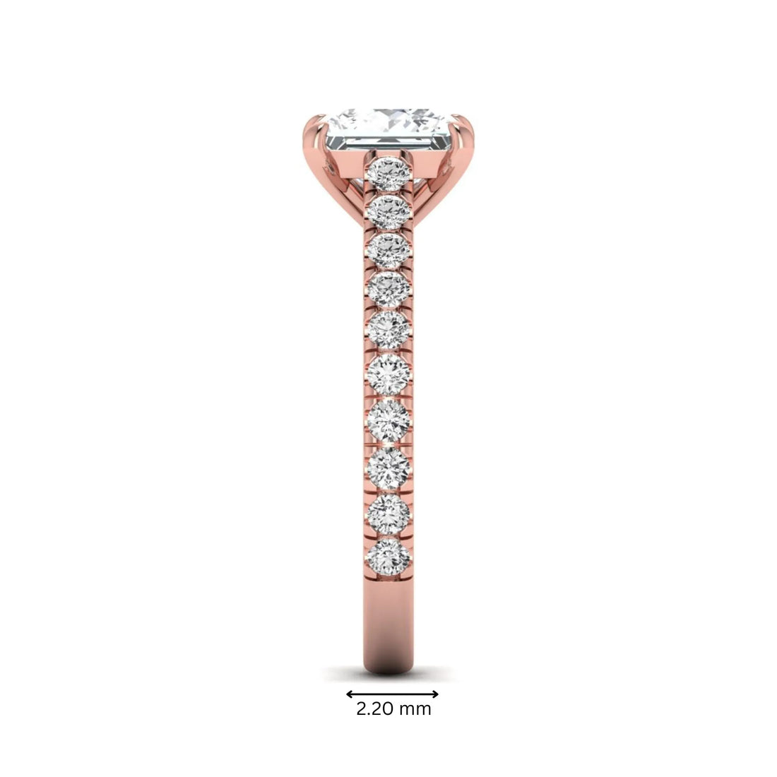 OctaPearl 2 ct Princess Pavé Lab Grown Diamond Engagement Ring