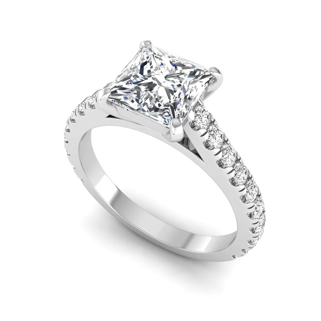 OctaPearl 2 ct Princess Pavé Lab Grown Diamond Engagement Ring