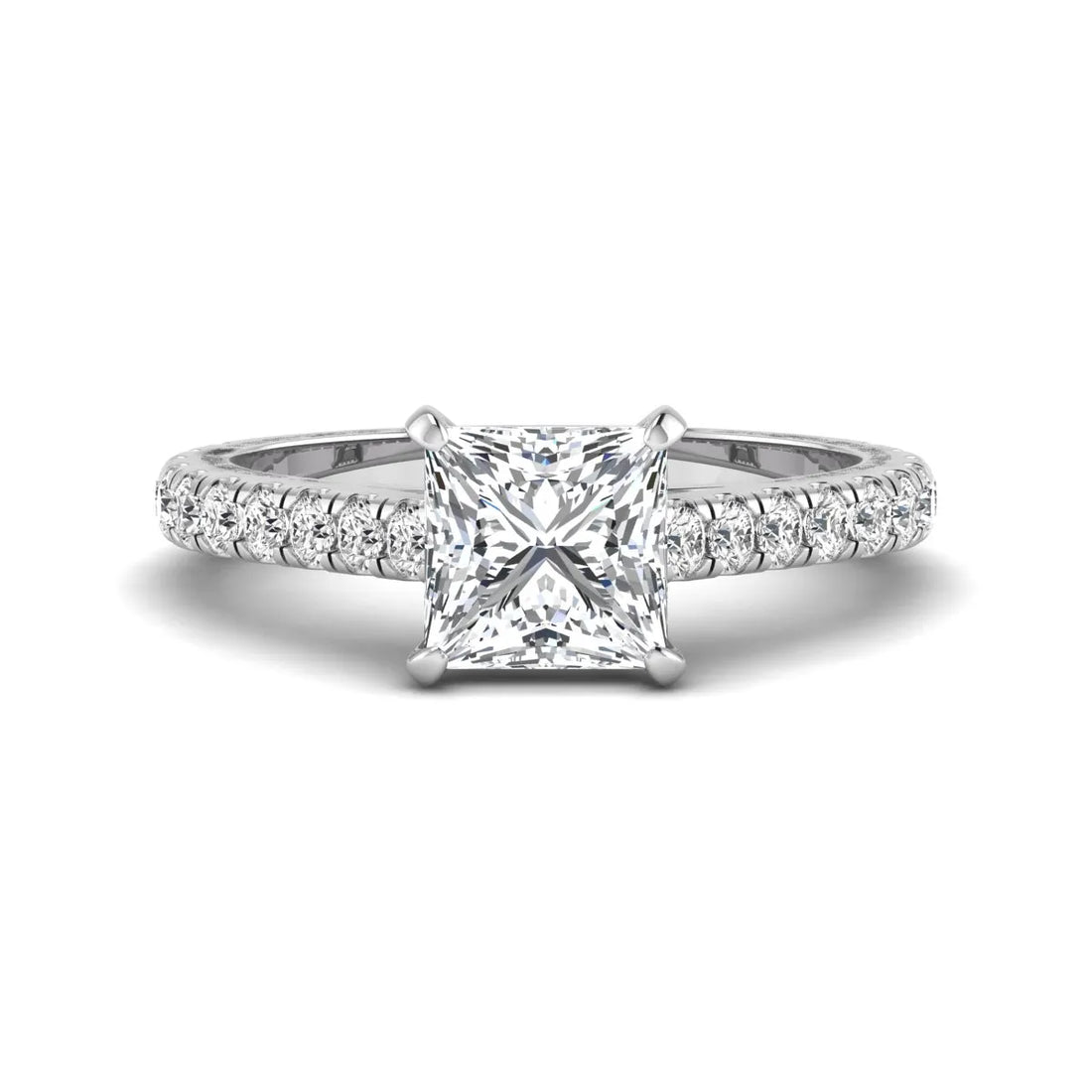 OctaPearl 2 ct Princess Pavé Lab Grown Diamond Engagement Ring