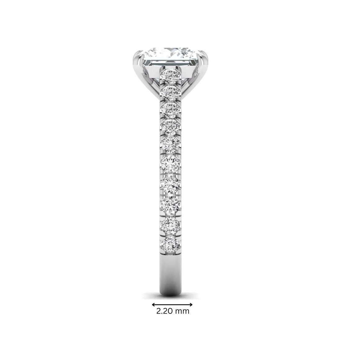 OctaPearl 2 ct Princess Pavé Lab Grown Diamond Engagement Ring