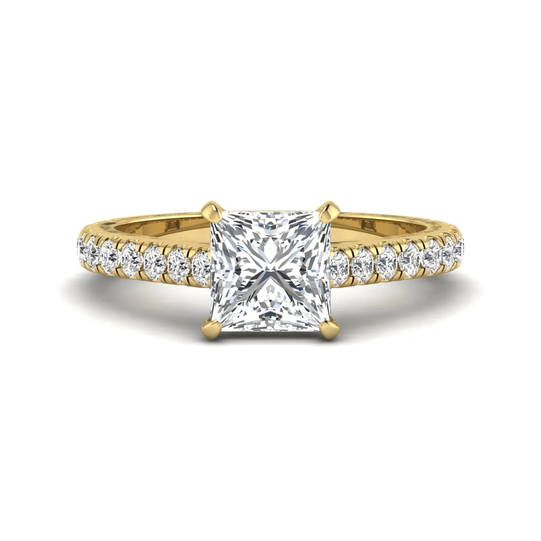 OctaPearl 2 ct Princess Pavé Lab Grown Diamond Engagement Ring