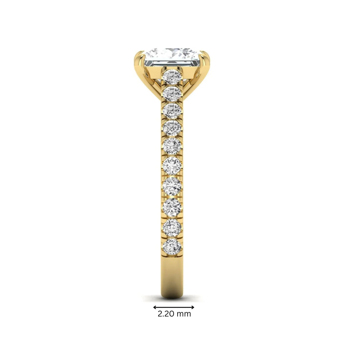 OctaPearl 2 ct Princess Pavé Lab Grown Diamond Engagement Ring