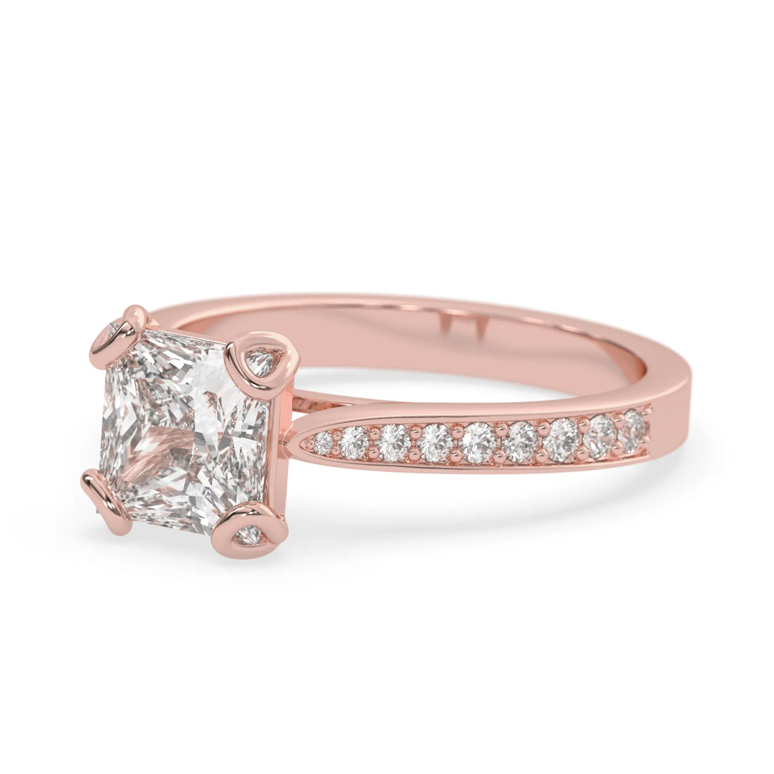 OctaPearl 2.5 ct Princess Lab Grown Diamond Pavé Engagement Ring