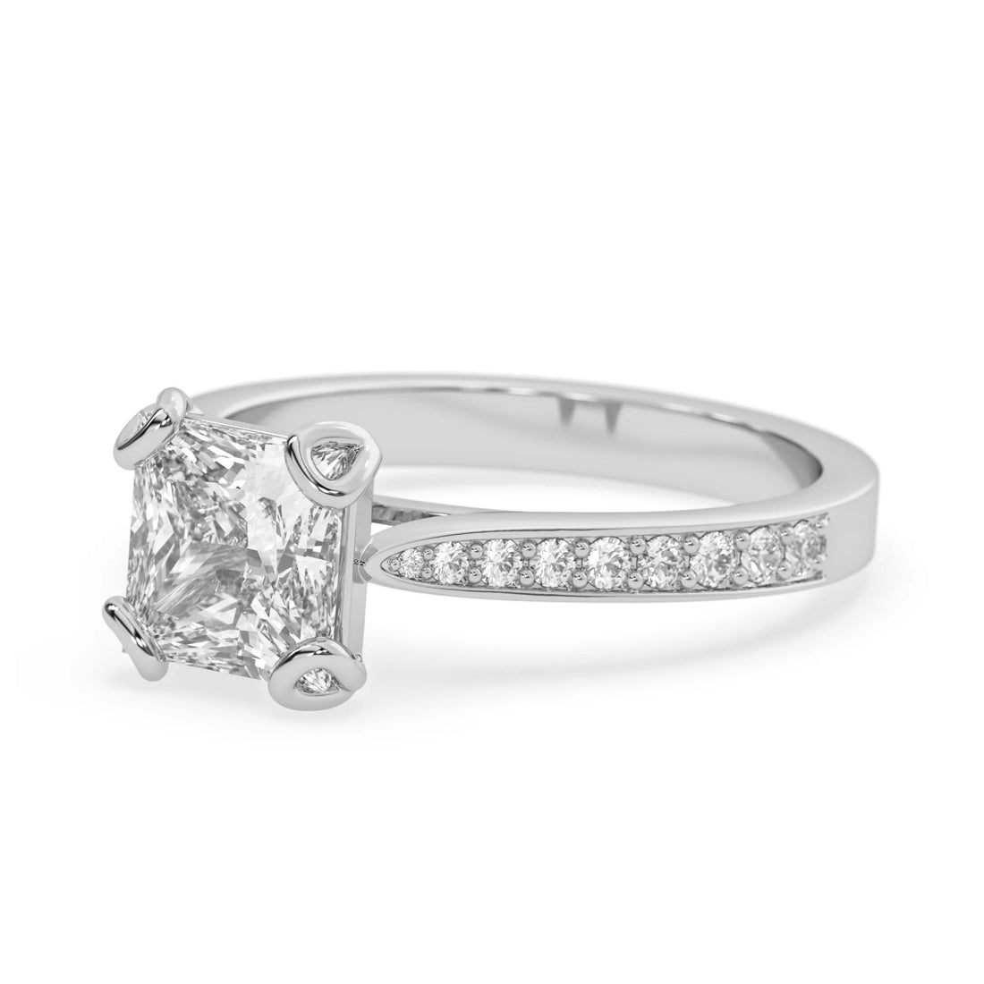 OctaPearl 2.5 ct Princess Lab Grown Diamond Pavé Engagement Ring