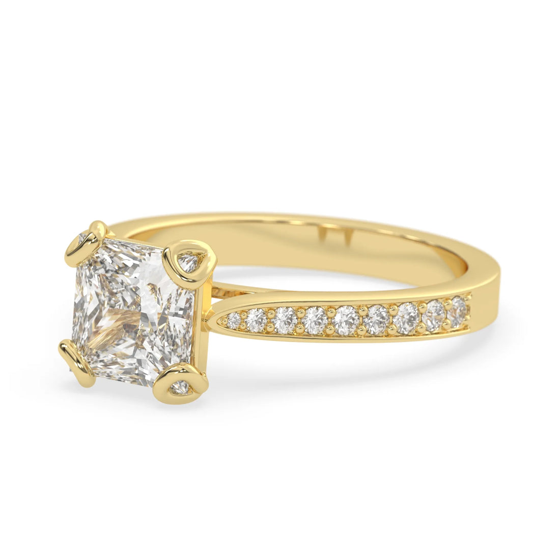 OctaPearl 2.5 ct Princess Lab Grown Diamond Pavé Engagement Ring