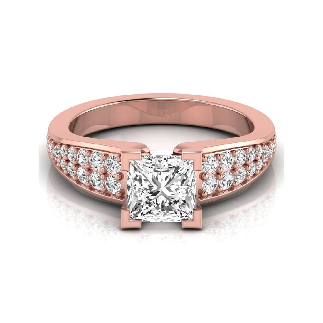 OctaPearl 1.5 ct Princess Side Accent Lab Grown Diamond Engagement Ring