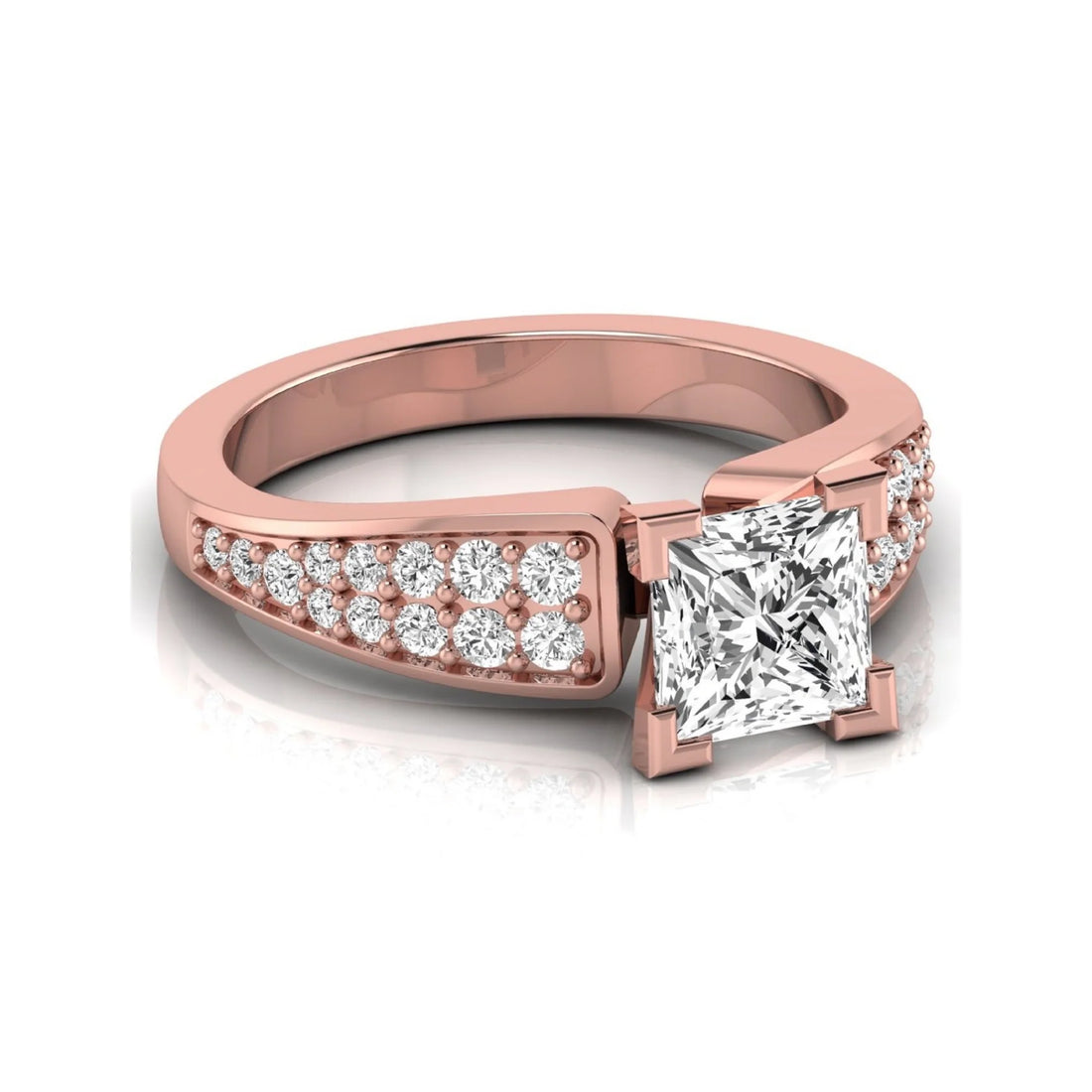 OctaPearl 1.5 ct Princess Side Accent Lab Grown Diamond Engagement Ring
