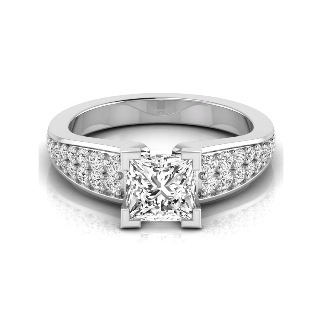 OctaPearl 1.5 ct Princess Side Accent Lab Grown Diamond Engagement Ring
