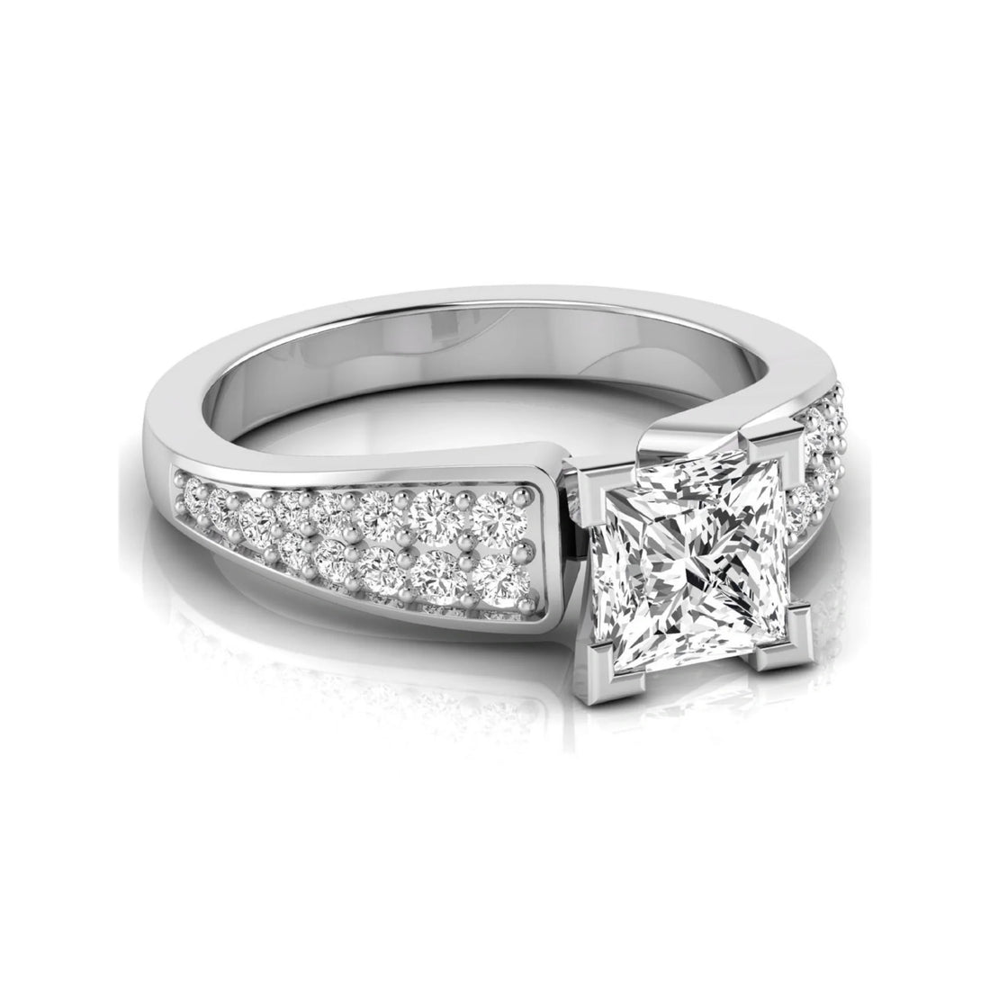 OctaPearl 1.5 ct Princess Side Accent Lab Grown Diamond Engagement Ring