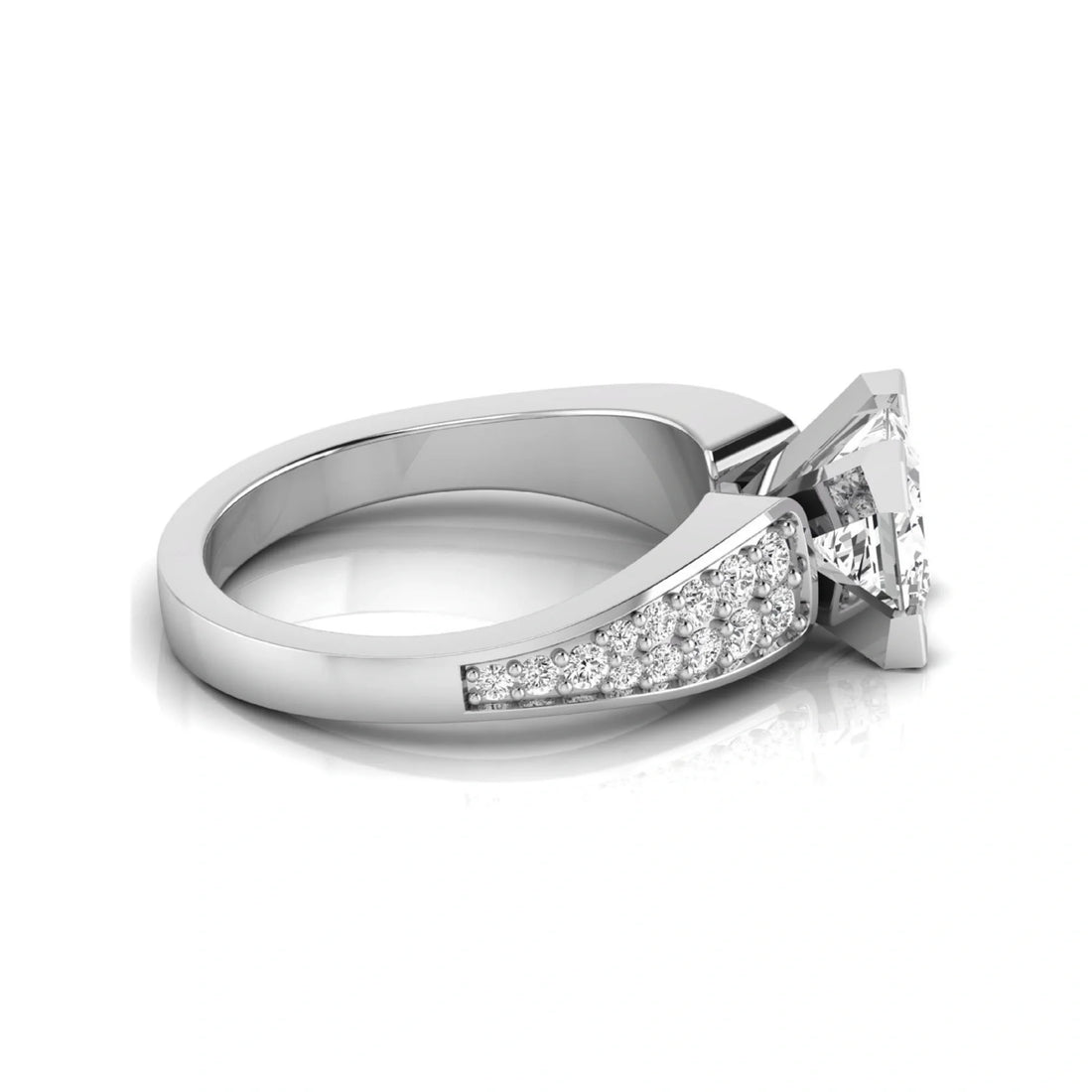 OctaPearl 1.5 ct Princess Side Accent Lab Grown Diamond Engagement Ring