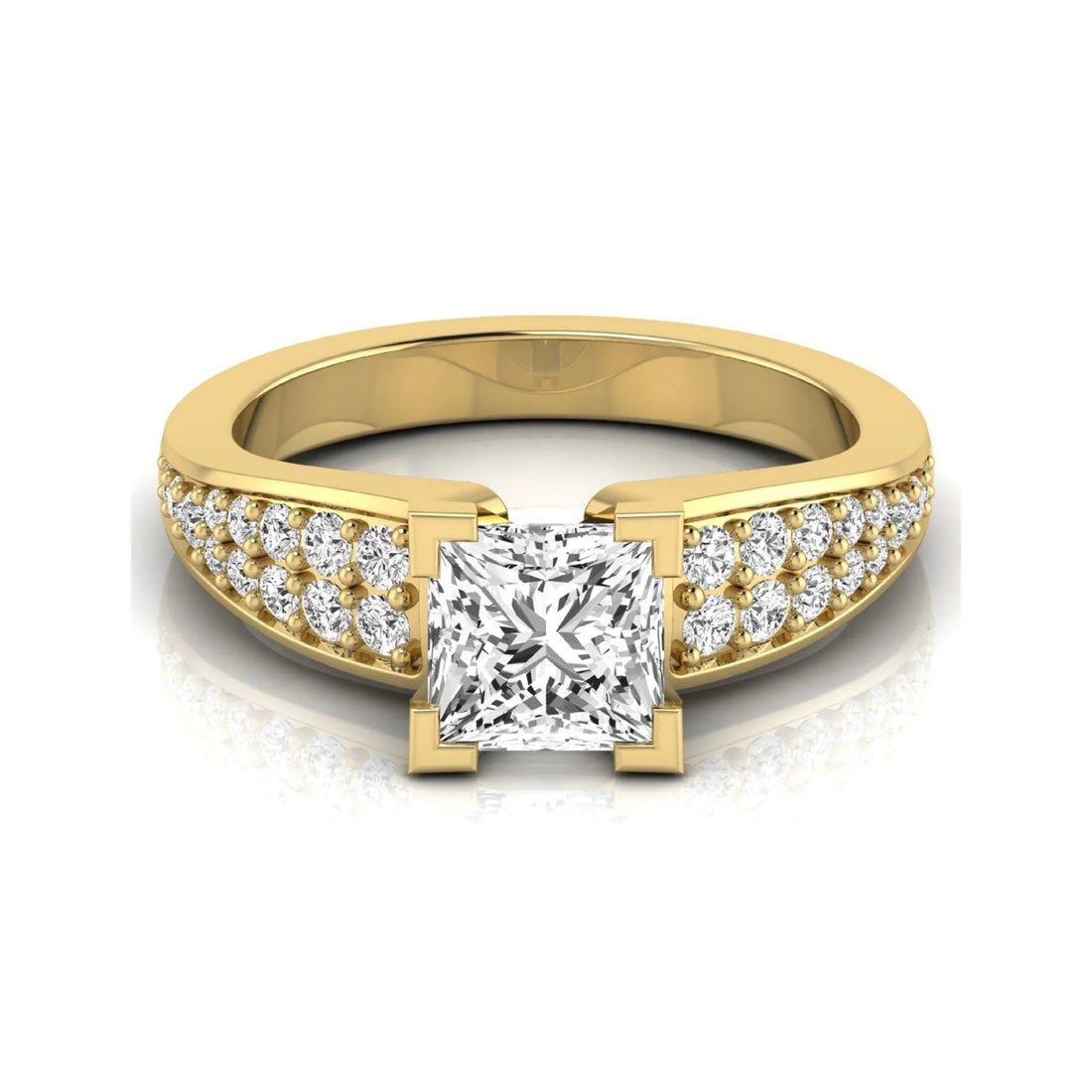 OctaPearl 1.5 ct Princess Side Accent Lab Grown Diamond Engagement Ring