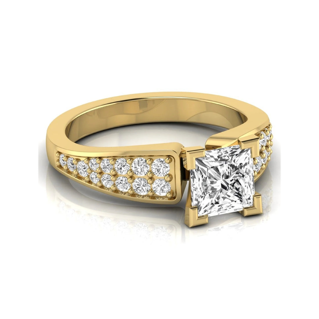 OctaPearl 1.5 ct Princess Side Accent Lab Grown Diamond Engagement Ring
