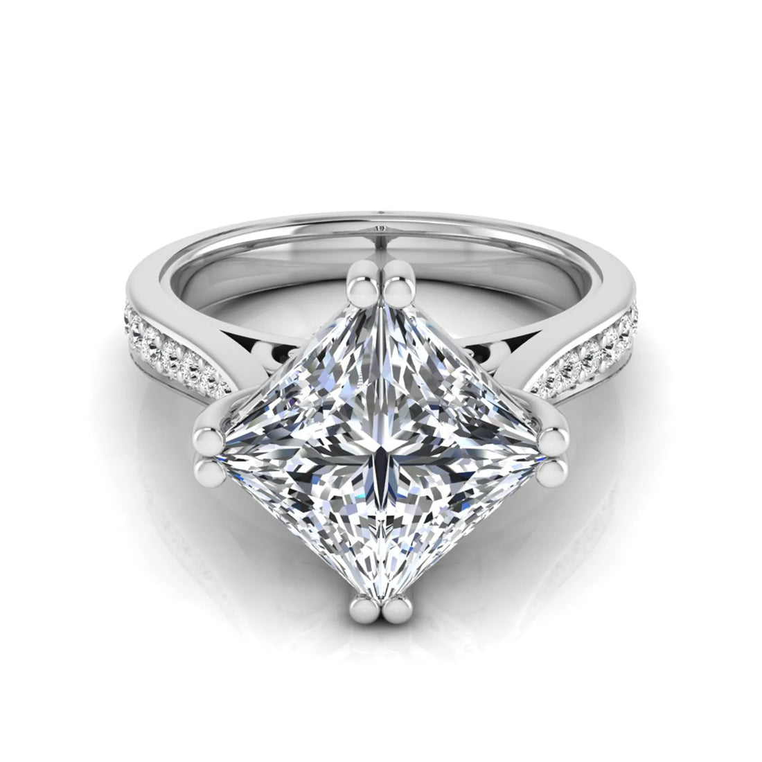 OctaPearl 3 ct Princess Solitaire Accent Lab Grown Diamond Engagement Ring