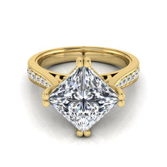 OctaPearl 3 ct Princess Solitaire Accent Lab Grown Diamond Engagement Ring