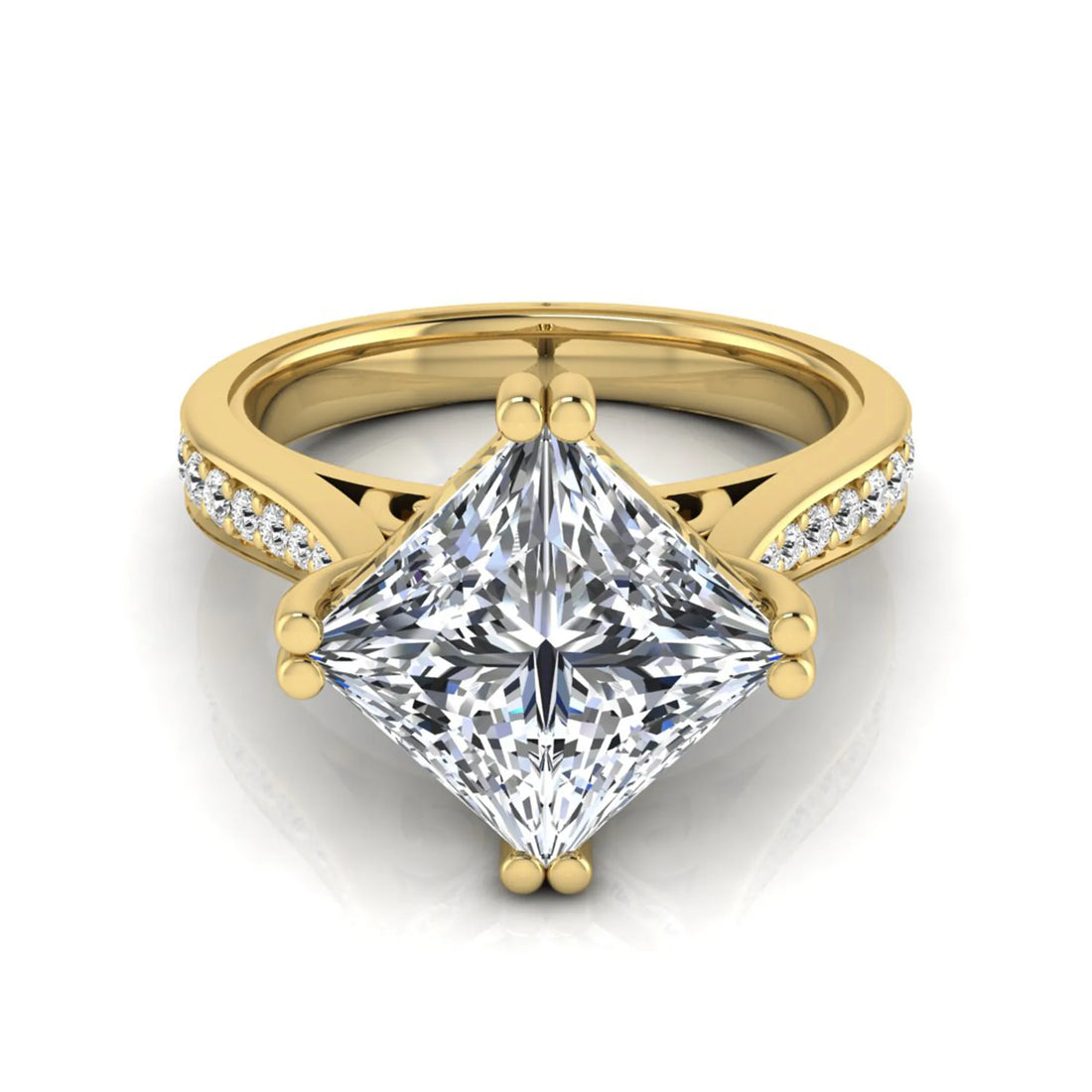 OctaPearl 3 ct Princess Solitaire Accent Lab Grown Diamond Engagement Ring