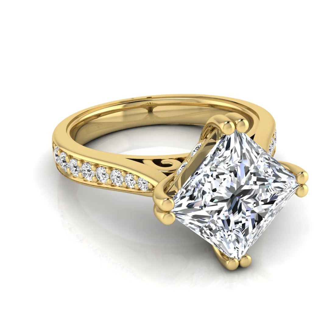 OctaPearl 3 ct Princess Solitaire Accent Lab Grown Diamond Engagement Ring