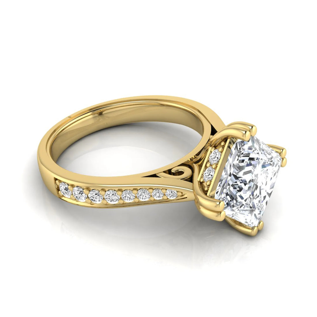 OctaPearl 3 ct Princess Solitaire Accent Lab Grown Diamond Engagement Ring
