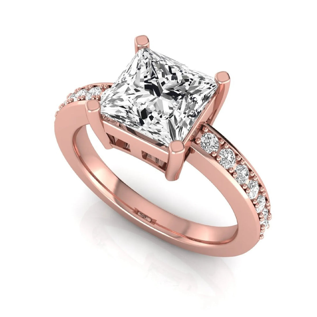 OctaPearl 2.5 ct Princess Solitaire Accent Lab Grown Diamond Engagement Ring