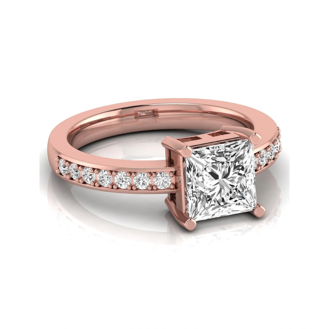 OctaPearl 2.5 ct Princess Solitaire Accent Lab Grown Diamond Engagement Ring