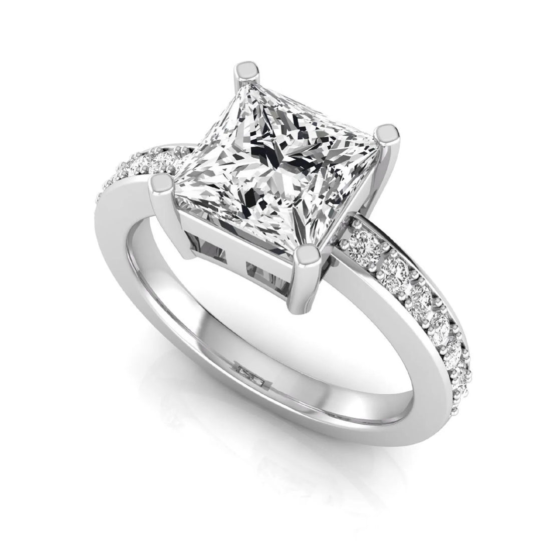 OctaPearl 2.5 ct Princess Solitaire Accent Lab Grown Diamond Engagement Ring