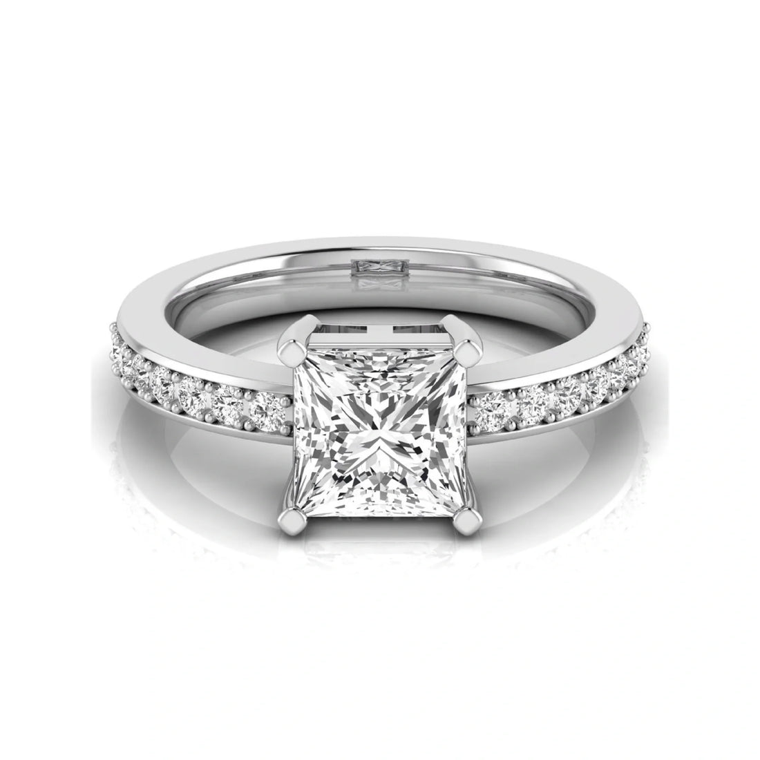 OctaPearl 2.5 ct Princess Solitaire Accent Lab Grown Diamond Engagement Ring