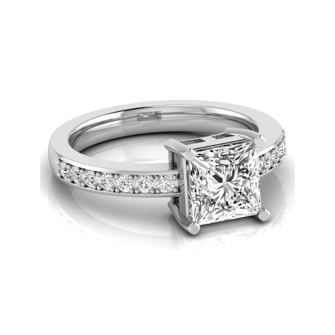 OctaPearl 2.5 ct Princess Solitaire Accent Lab Grown Diamond Engagement Ring