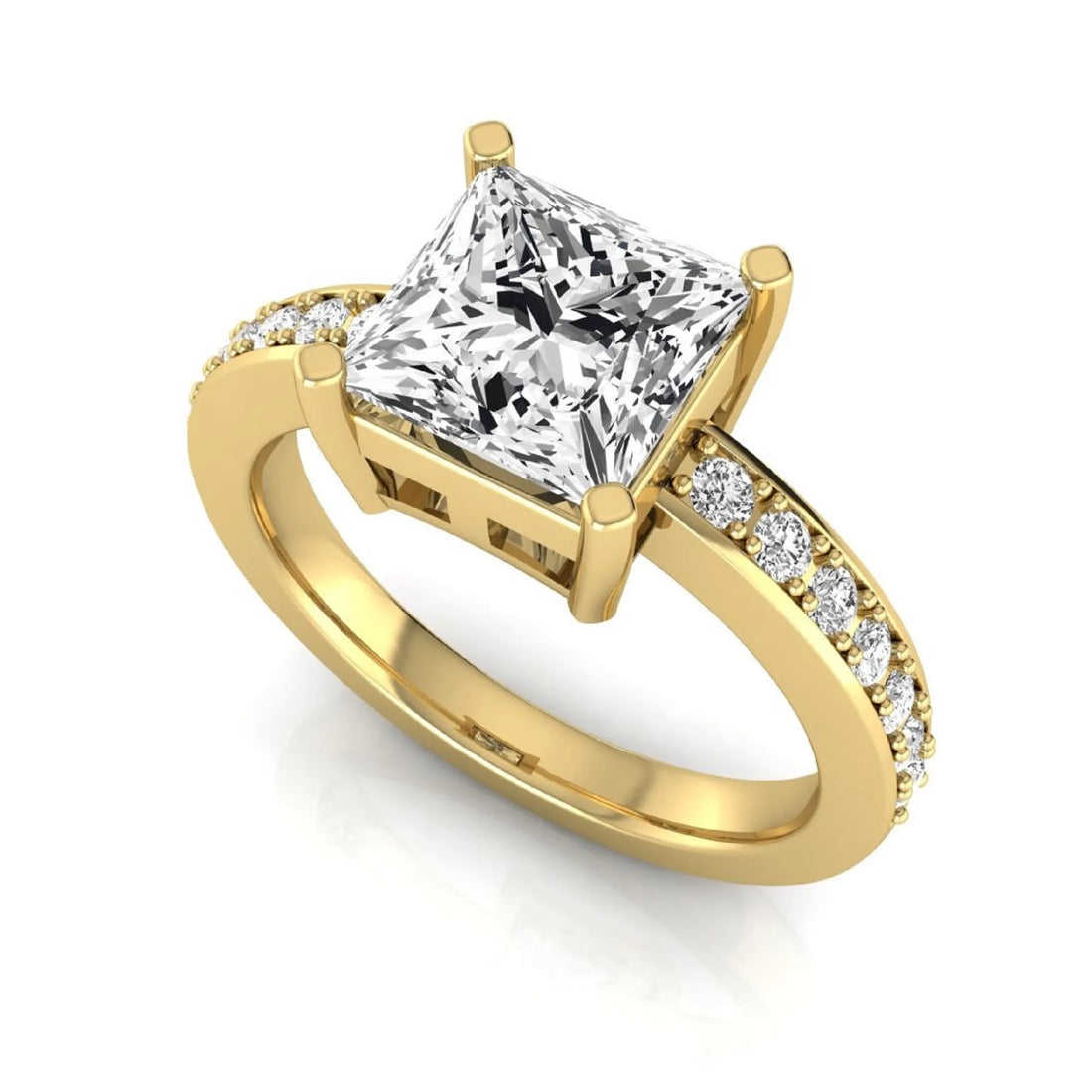 OctaPearl 2.5 ct Princess Solitaire Accent Lab Grown Diamond Engagement Ring