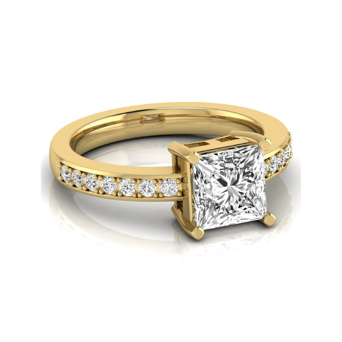 OctaPearl 2.5 ct Princess Solitaire Accent Lab Grown Diamond Engagement Ring