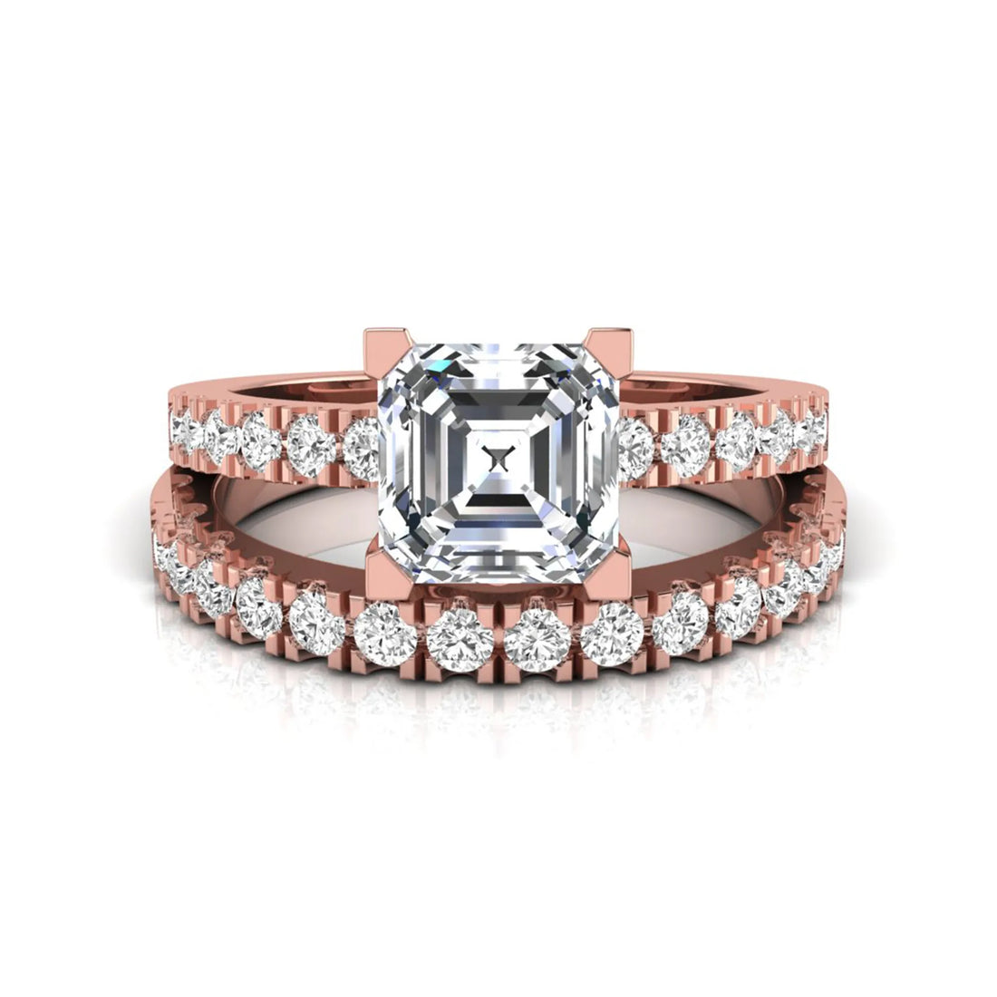 OctaPearl 2 ct Princess Solitaire Lab Grown Diamond Bridal Ring Set