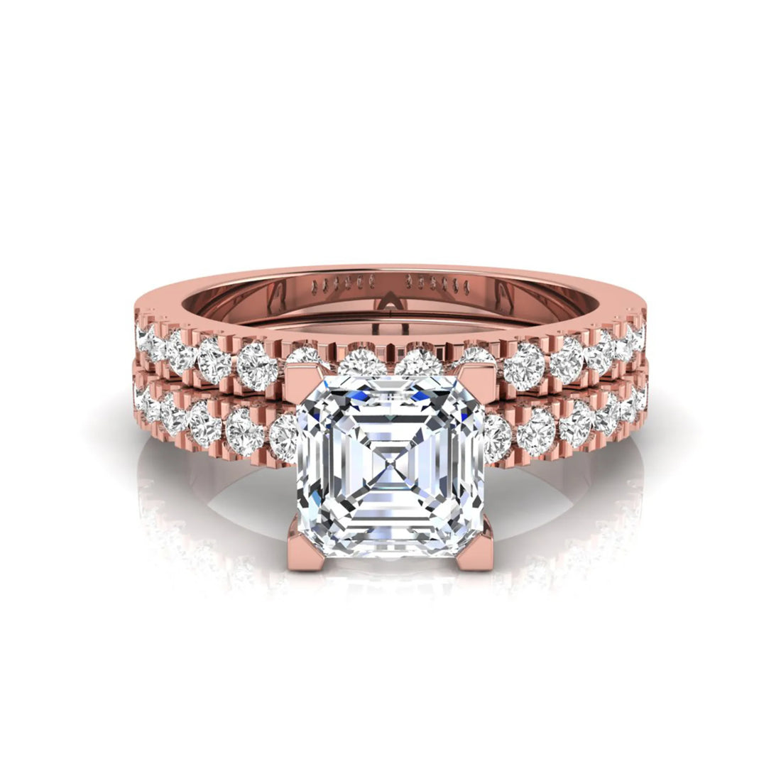 OctaPearl 2 ct Princess Solitaire Lab Grown Diamond Bridal Ring Set