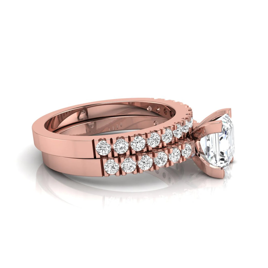 OctaPearl 2 ct Princess Solitaire Lab Grown Diamond Bridal Ring Set