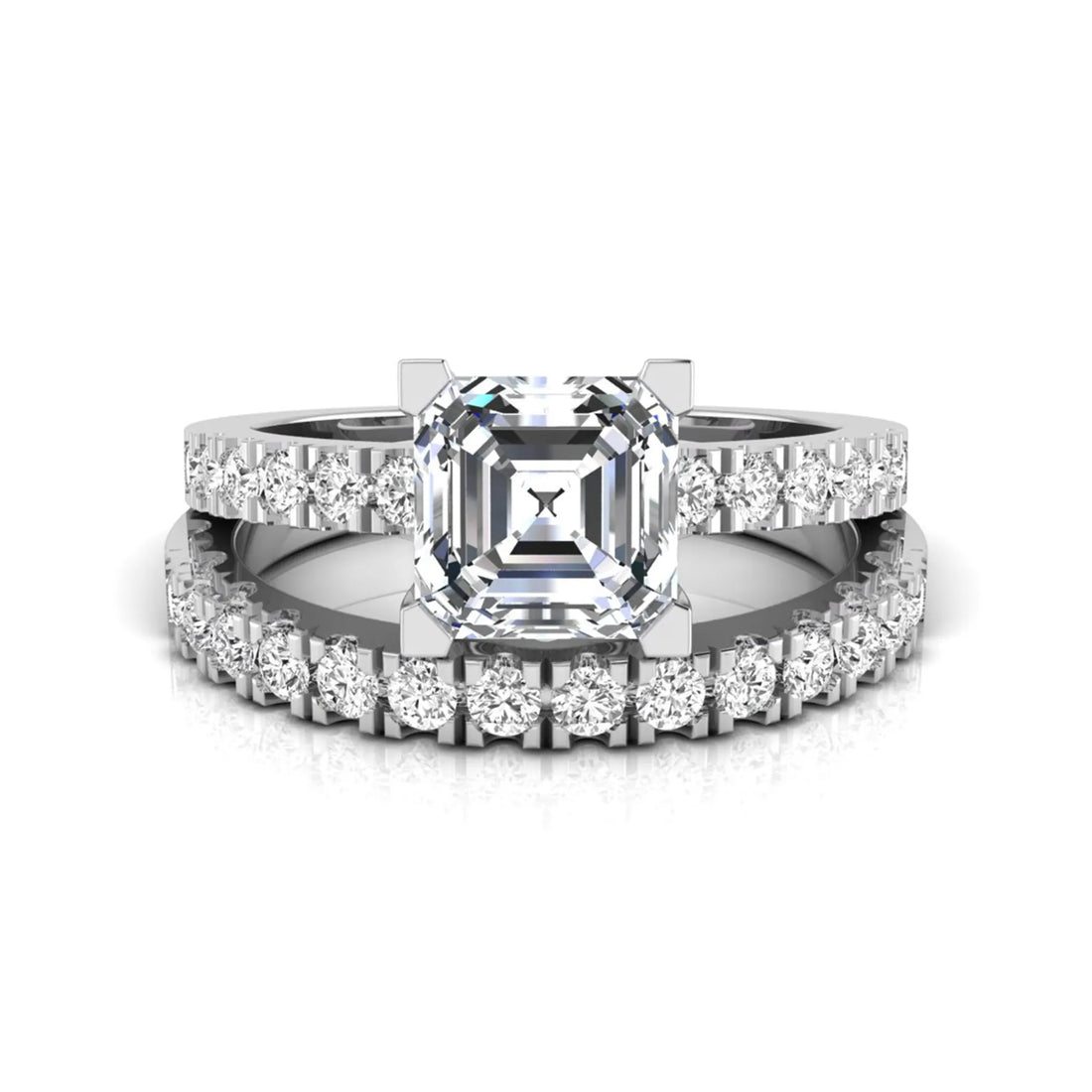 OctaPearl 2 ct Princess Solitaire Lab Grown Diamond Bridal Ring Set
