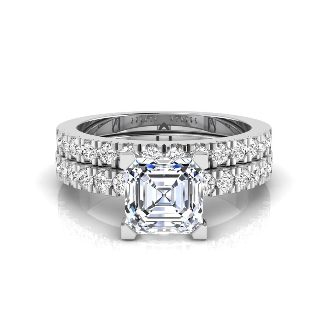 OctaPearl 2 ct Princess Solitaire Lab Grown Diamond Bridal Ring Set