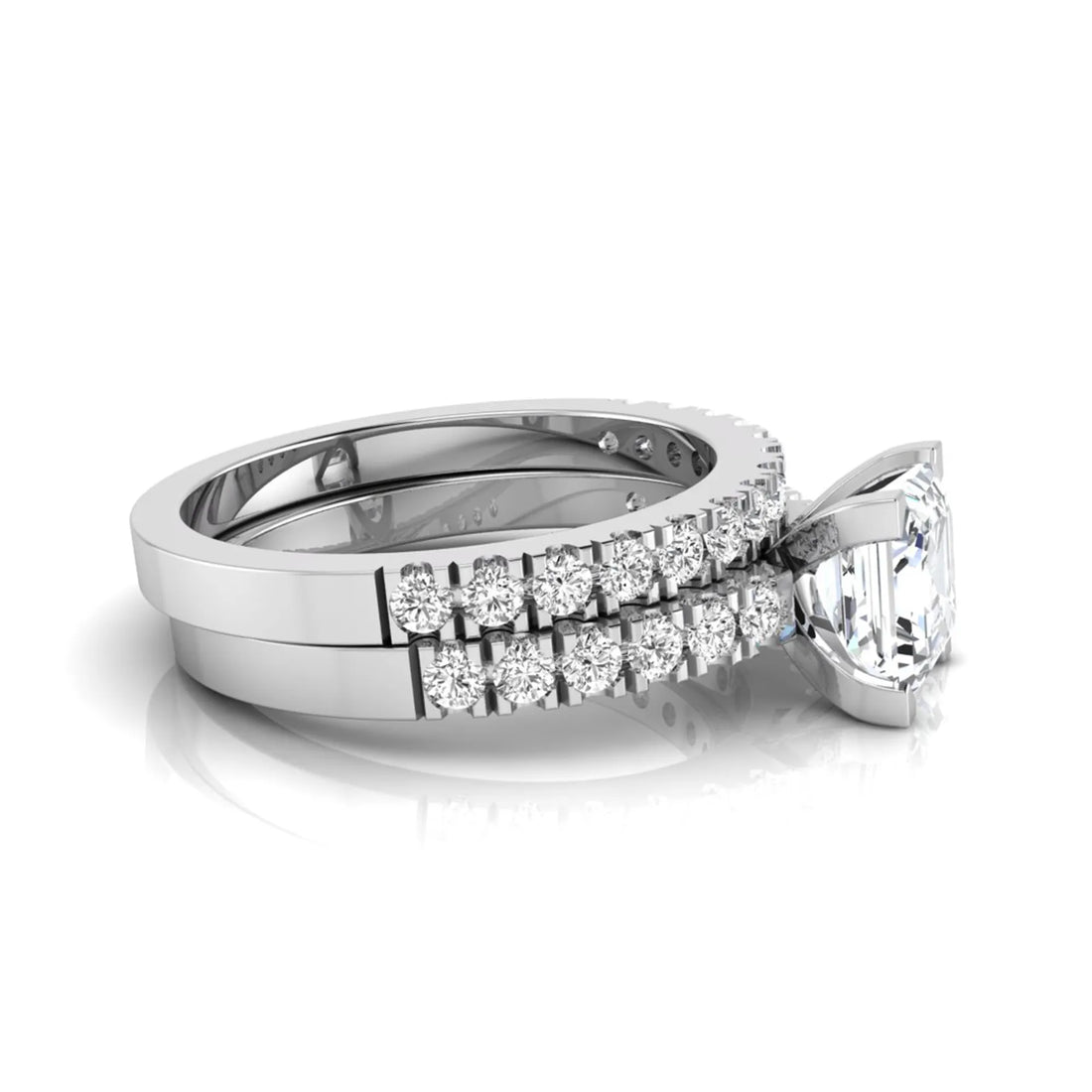 OctaPearl 2 ct Princess Solitaire Lab Grown Diamond Bridal Ring Set