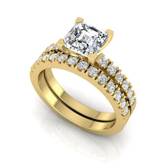 OctaPearl 2 ct Princess Solitaire Lab Grown Diamond Bridal Ring Set - alternate view