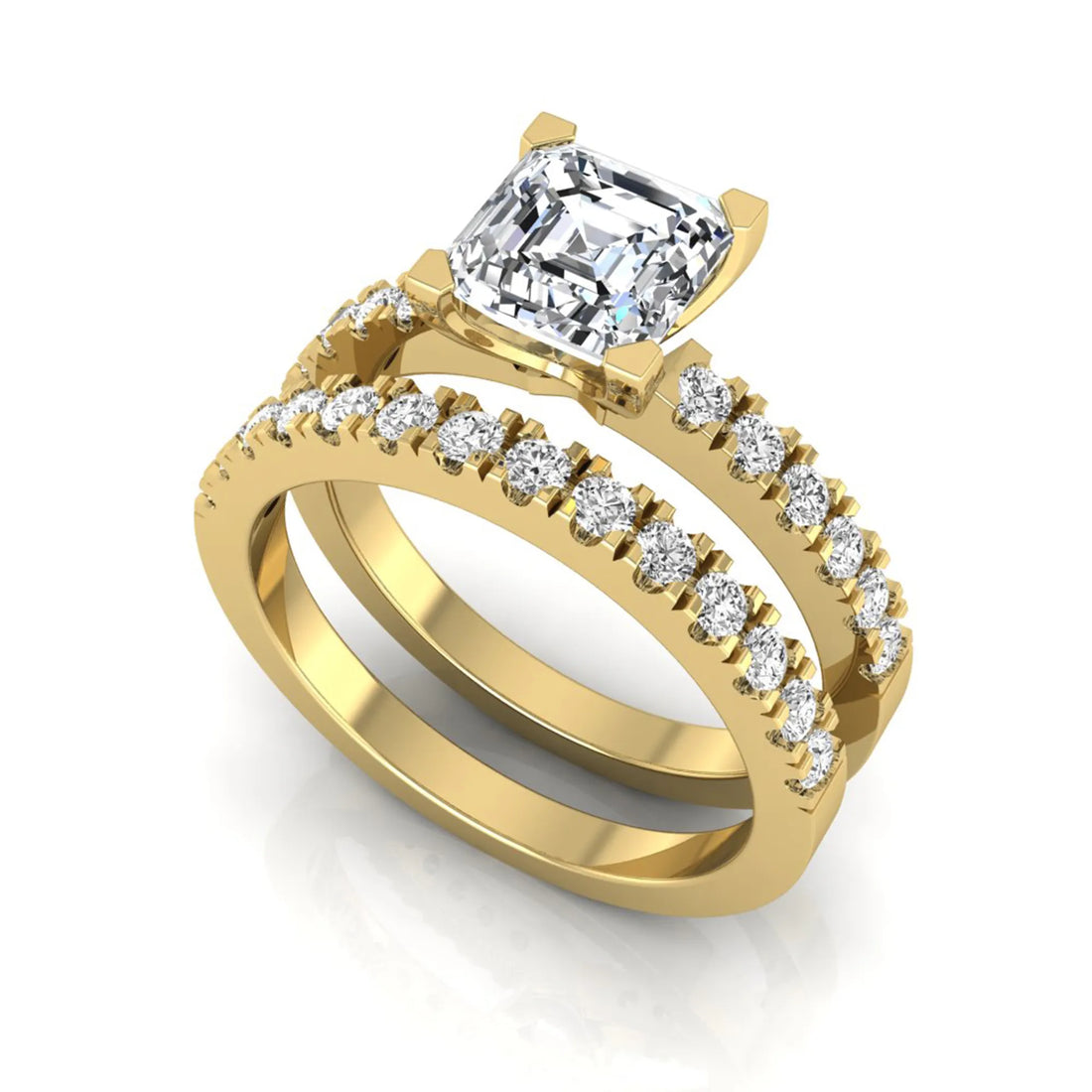 OctaPearl 2 ct Princess Solitaire Lab Grown Diamond Bridal Ring Set