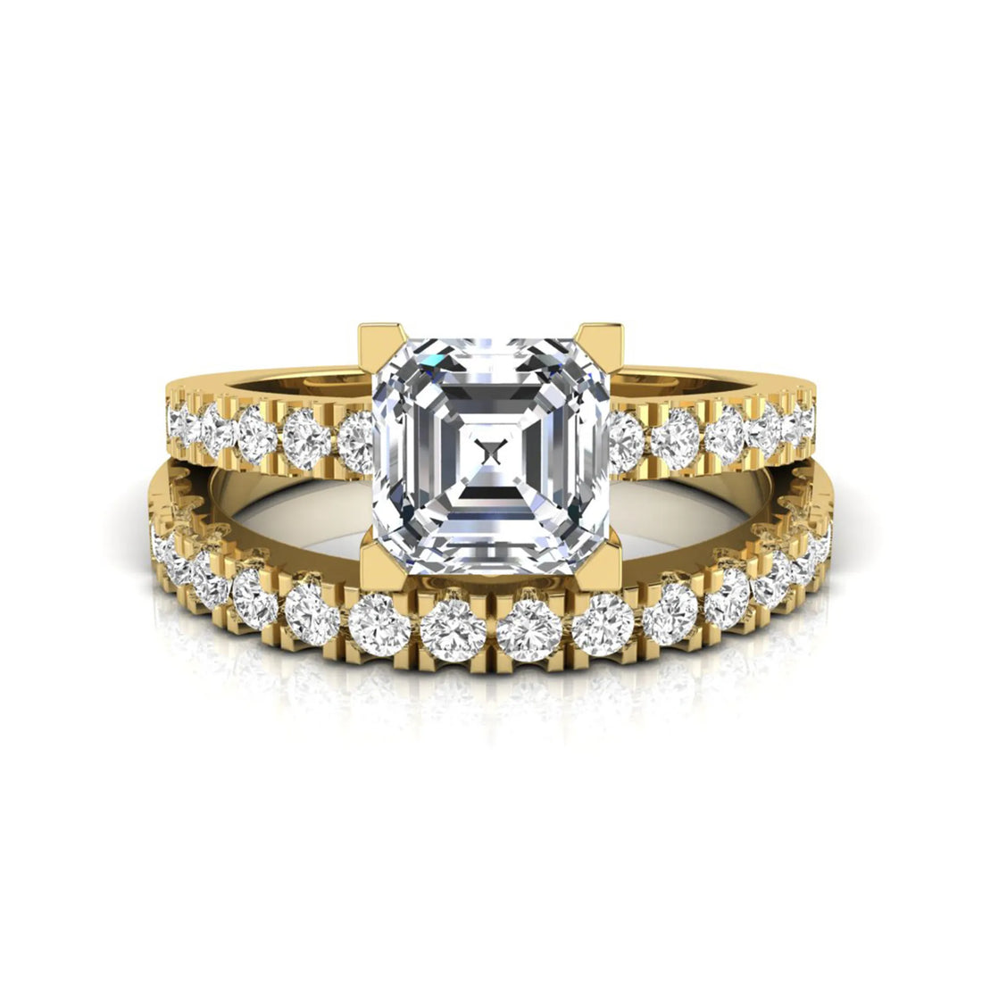 OctaPearl 2 ct Princess Solitaire Lab Grown Diamond Bridal Ring Set