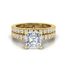 OctaPearl 2 ct Princess Solitaire Lab Grown Diamond Bridal Ring Set