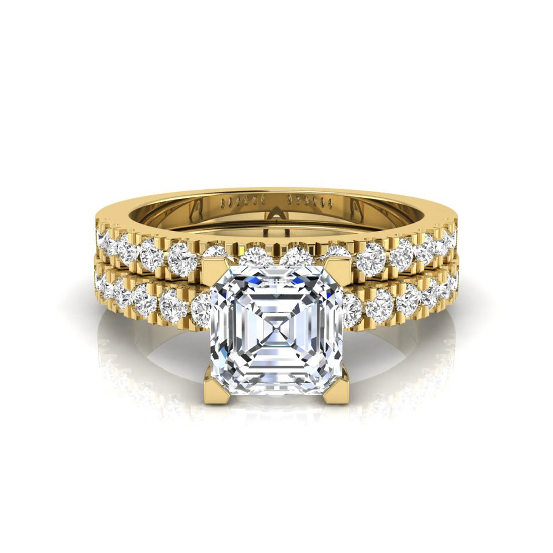 OctaPearl 2 ct Princess Solitaire Lab Grown Diamond Bridal Ring Set