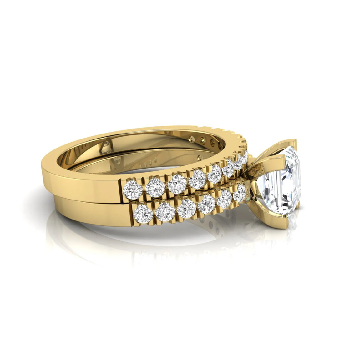 OctaPearl 2 ct Princess Solitaire Lab Grown Diamond Bridal Ring Set