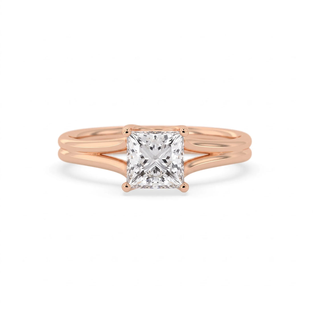 OctaPearl 1.5 ct Princess Solitaire Split Shank Lab Grown Diamond Engagement Ring